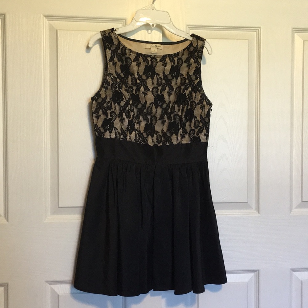 Gold / black lace formal dress